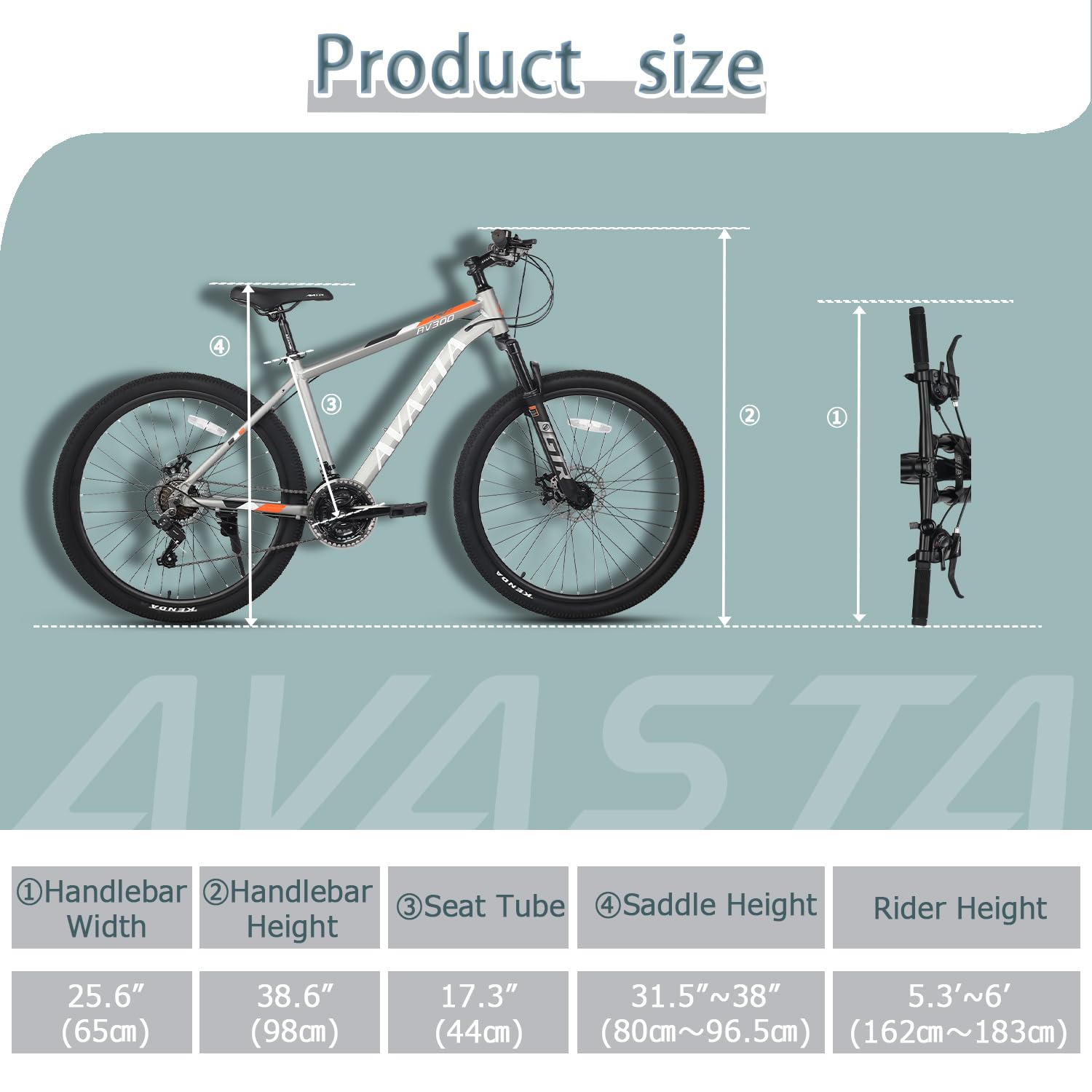 AVASTA AV300 26 27.5 inch Mountain Bike with 21-Speed, Aluminum Frame, Dual Disc Brake, Comfortable Saddle, Multiple Colors - Image 5