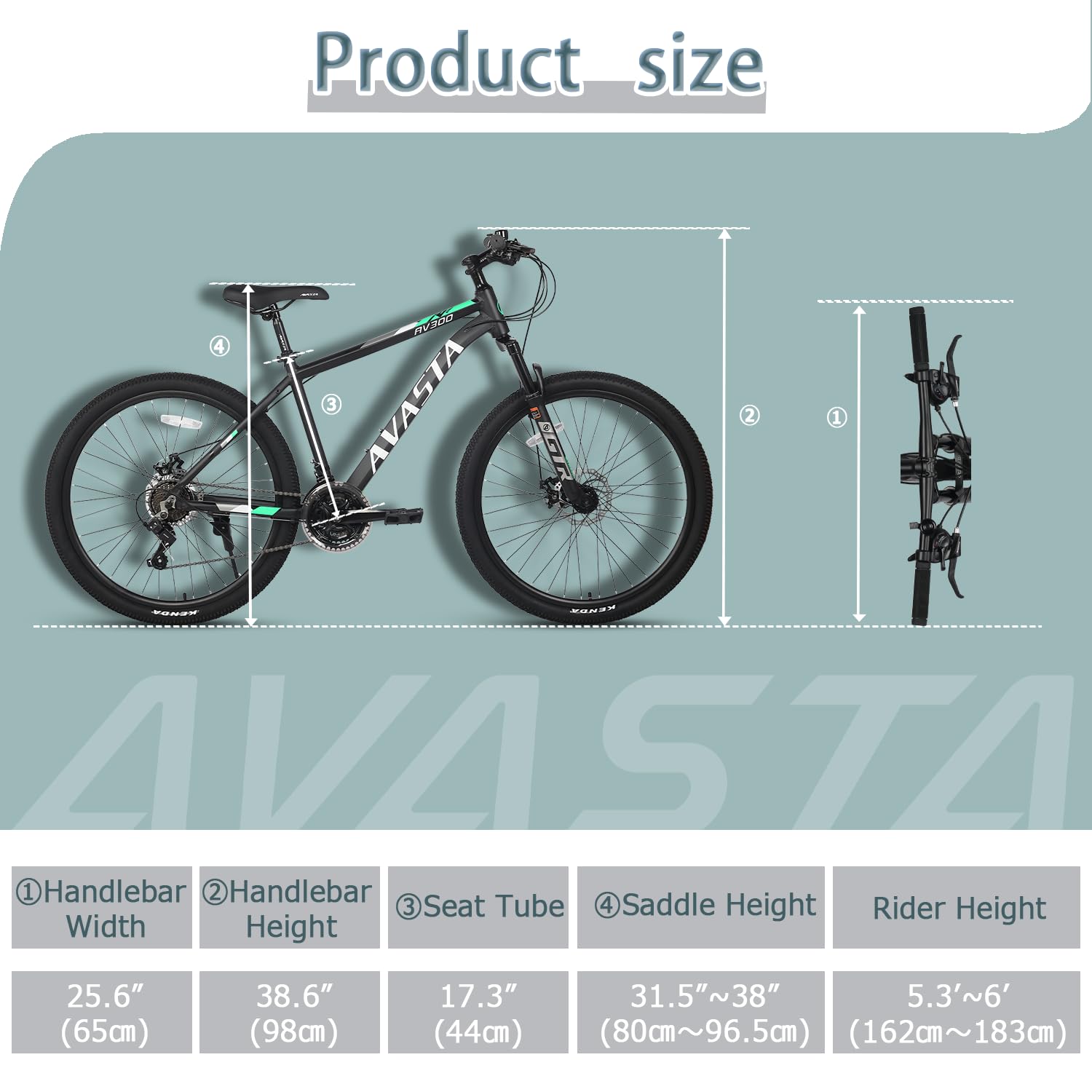 AVASTA AV300 26 27.5 inch Mountain Bike with 21-Speed, Aluminum Frame, Dual Disc Brake, Comfortable Saddle, Multiple Colors - Image 5