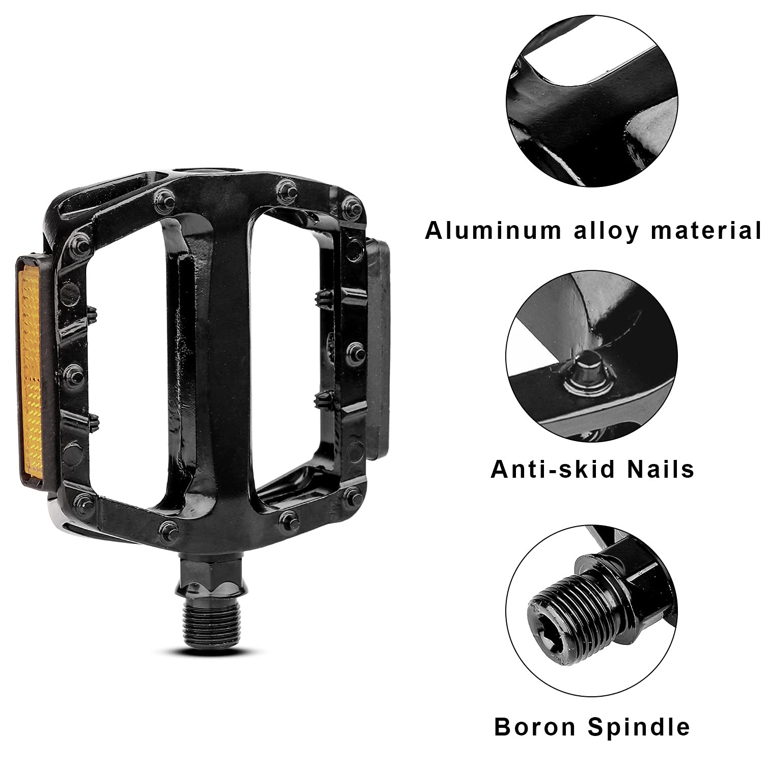 AVASTA Bike Pedals, Aluminum Alloy Bicycle Pedals with Reflector for Mountain Bike Road Bike and Other Bicycles,Threads Size 9/16 Inch - Image 3