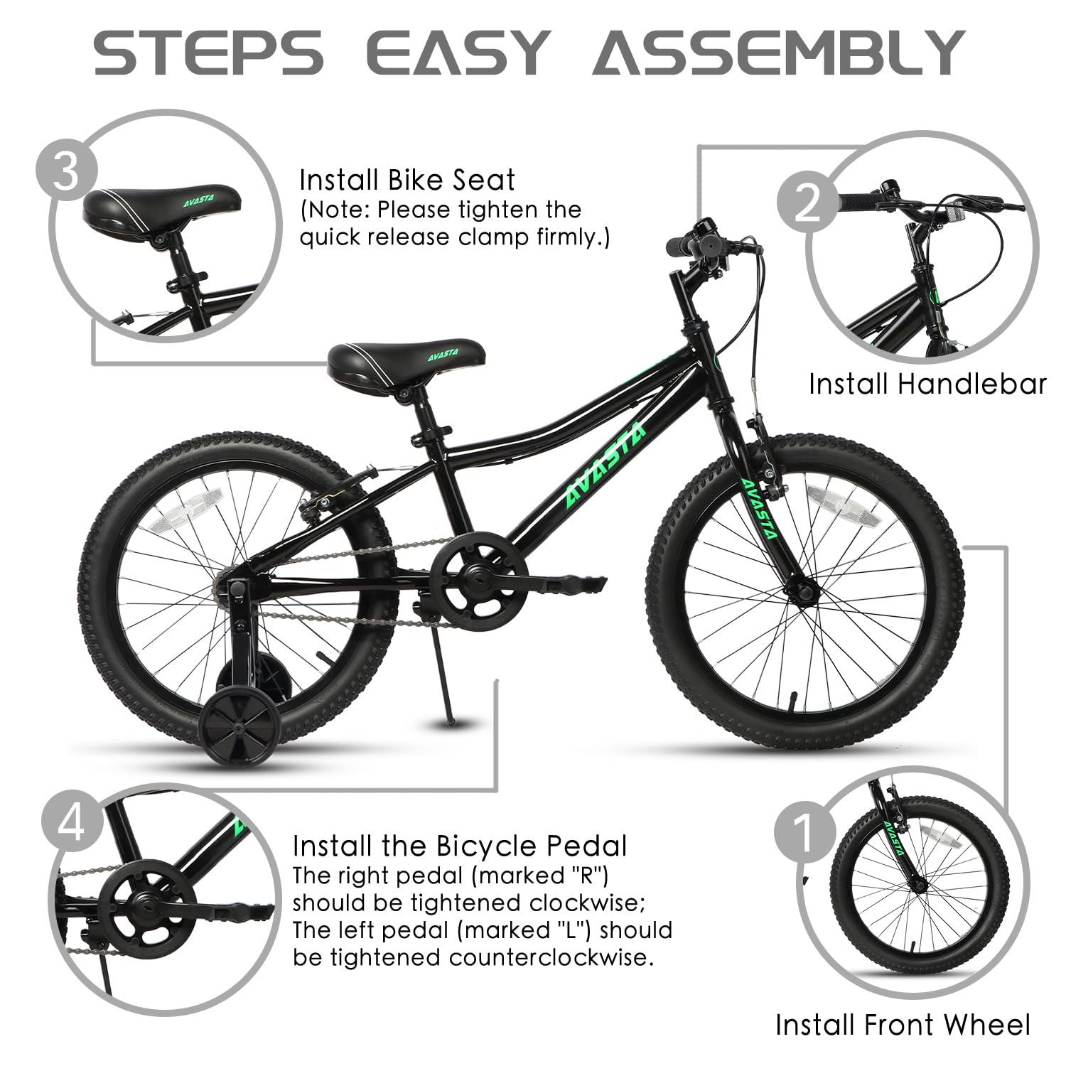 AVASTA Bilbo 18 20 24 Inch Kids Bike for Boys Girls 5-14 Years Old, Retro Style High Carbon Steel Bicycle with Adjustable Handlebars and Seat, Dual V-Brakes, Kickstand, Multiple Colors - Image 2