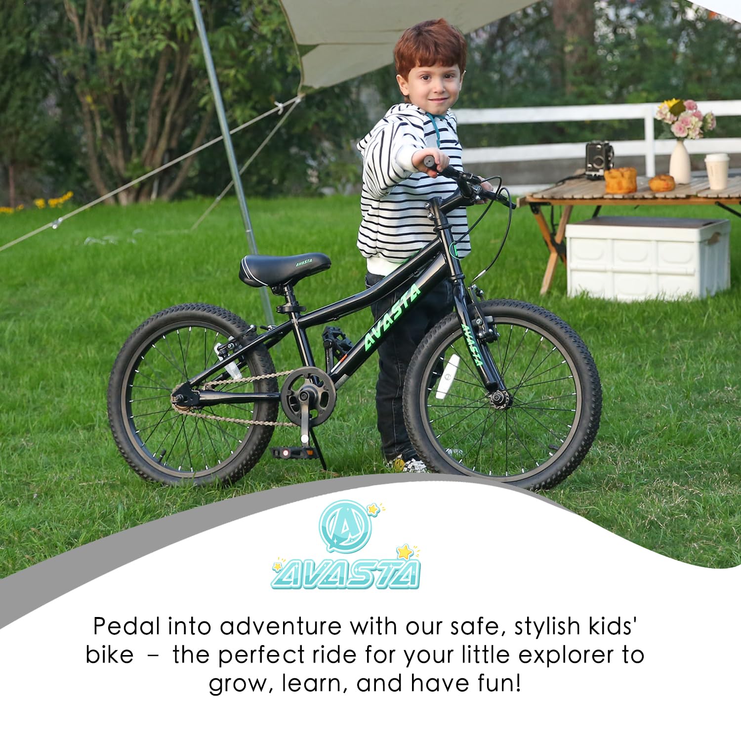 AVASTA Bilbo 18 20 24 Inch Kids Bike for Boys Girls 5-14 Years Old, Retro Style High Carbon Steel Bicycle with Adjustable Handlebars and Seat, Dual V-Brakes, Kickstand, Multiple Colors - Image 3