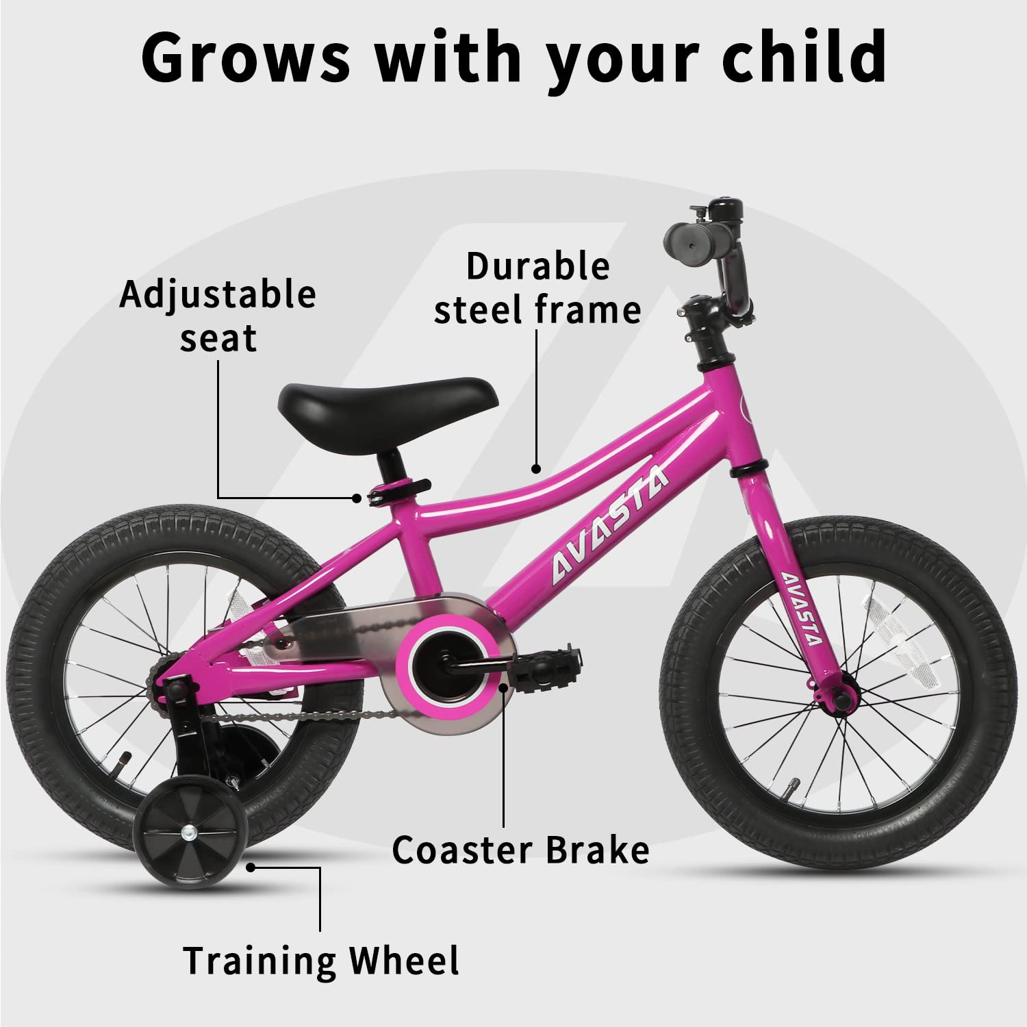 AVASTA Bilbo 18 20 24 Inch Kids Bike for Boys Girls 5-14 Years Old, Retro Style High Carbon Steel Bicycle with Adjustable Handlebars and Seat, Dual V-Brakes, Kickstand, Multiple Colors - Image 4