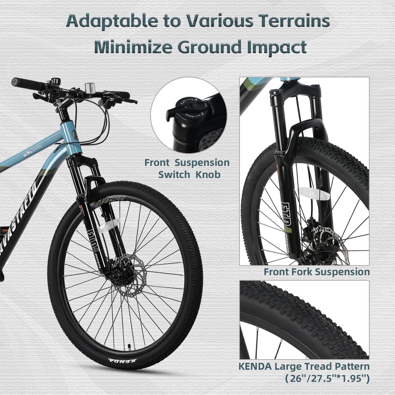 AVASTA Earth 26 27.5 inch Mountain Bike with 21-Speed, Aluminum Frame, Dual Disc Brake, Comfortable Saddle, Multiple Colors - Image 5
