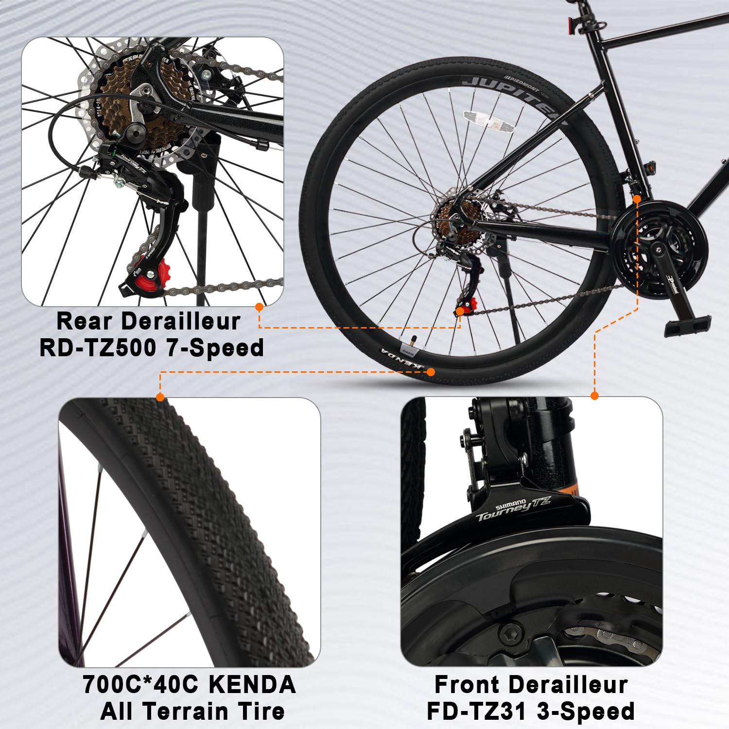 AVASTA Jupiter 700C Road Adult Step-Over Hybrid Cycling Bike Bicycle, Aluminum Frame, 21-Speed, Dual Disc Brakes, Multpile Colors for Men Woman Male Female - Image 3