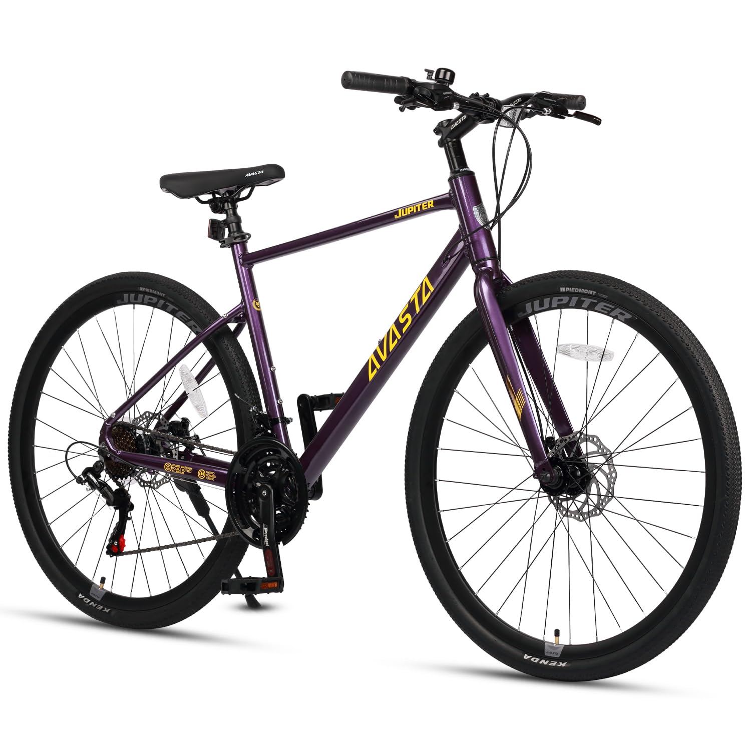 AVASTA Jupiter 700C Road Adult Step-Over Hybrid Cycling Bike Bicycle, Aluminum Frame, 21-Speed, Dual Disc Brakes, Multpile Colors for Men Woman Male Female