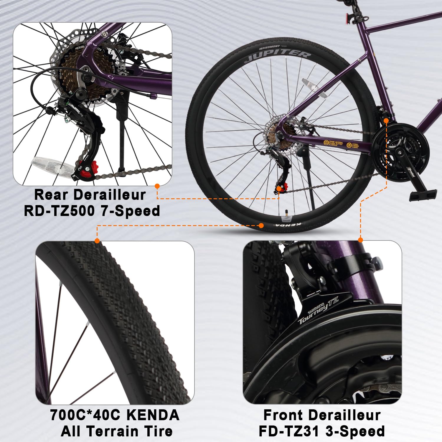 AVASTA Jupiter 700C Road Adult Step-Over Hybrid Cycling Bike Bicycle, Aluminum Frame, 21-Speed, Dual Disc Brakes, Multpile Colors for Men Woman Male Female - Image 3