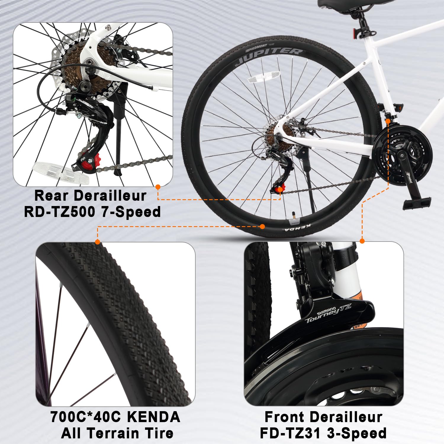 AVASTA Jupiter 700C Road Adult Step-Over Hybrid Cycling Bike Bicycle, Aluminum Frame, 21-Speed, Dual Disc Brakes, Multpile Colors for Men Woman Male Female - Image 3