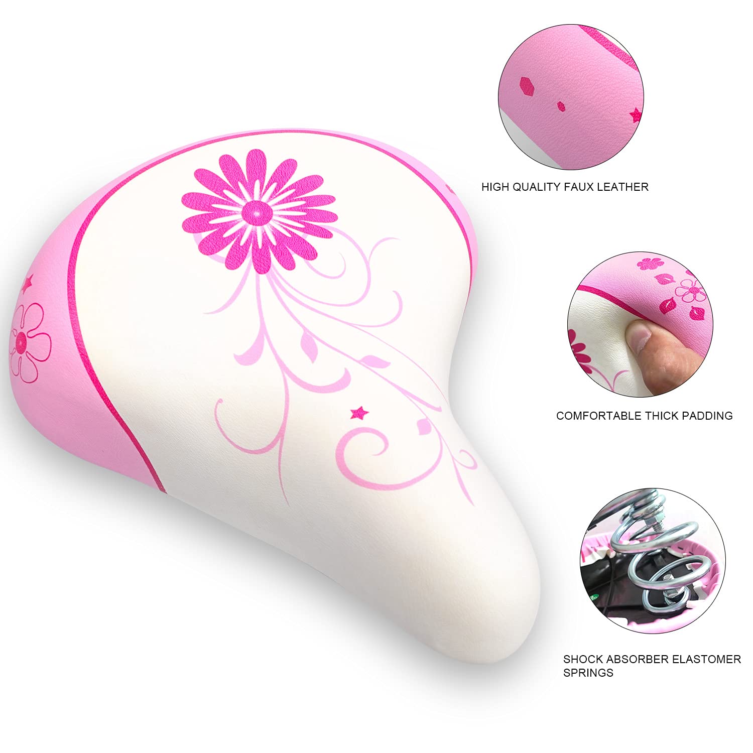 AVASTA Kids Bicycle Saddle for Girls & Boys Waterproof Wide Soft Bike Cushion Dual Shock Absorbing Fit for 12 14 16 18 20 or 20 22 24 26 inch Mountain Road Bike - Image 2