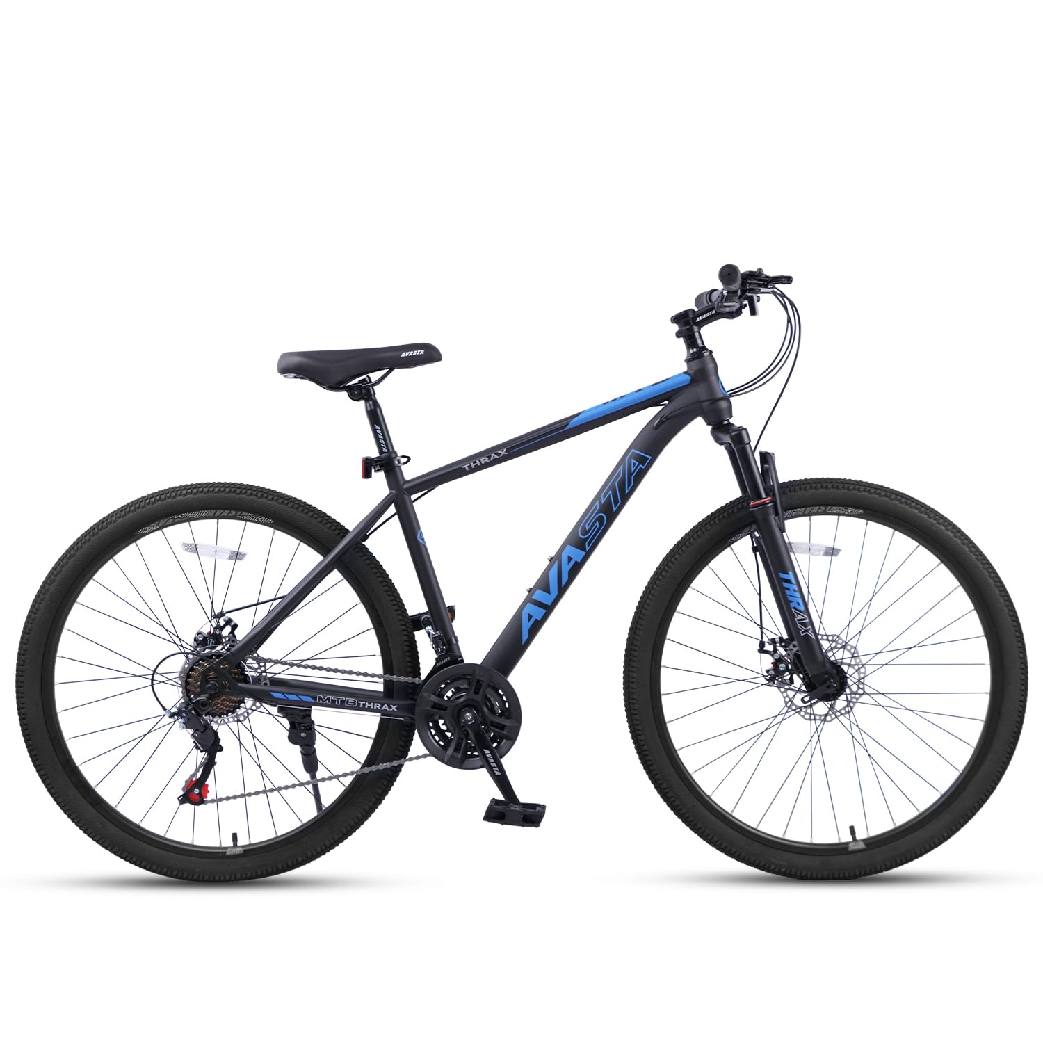 AVASTA Thrax 24 26 27.5 inch Mountain Bike with 21-Speed, High Tensile Steel Frame, Dual Disc Brake, Comfortable Saddle, Multiple Colors - Image 2