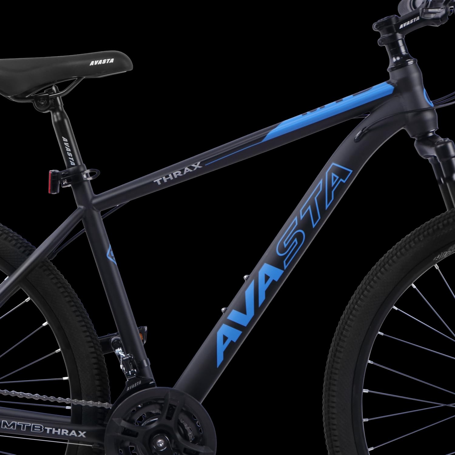 AVASTA Thrax 24 26 27.5 inch Mountain Bike with 21-Speed, High Tensile Steel Frame, Dual Disc Brake, Comfortable Saddle, Multiple Colors - Image 7
